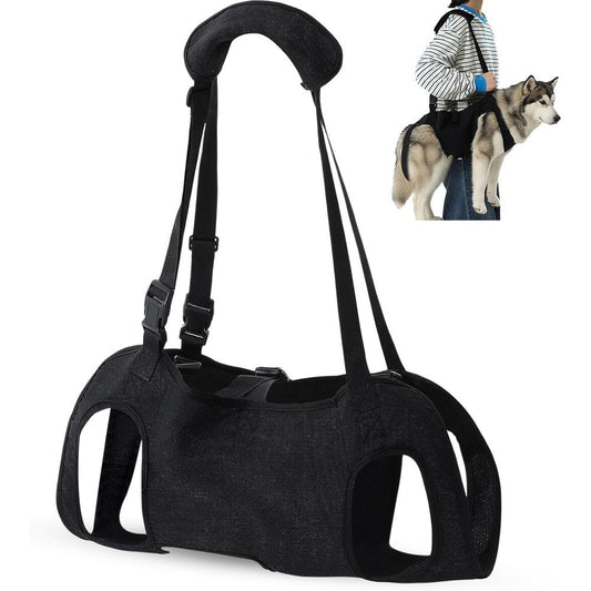 Shinylin Dog Carry Sling Emergency Backpack Pet Legs Support And Rehabilitation Dog Lift Harness Adjustable Lifting Straps For Senior Dogs Large Black