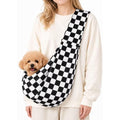 Axearte Dog Sling Carrier For Small Dogs And Cats 5-16 Pounds, Hands-Free Puppy Carrier Purse With Safety Hook And Storage Pocket, Ebony Check