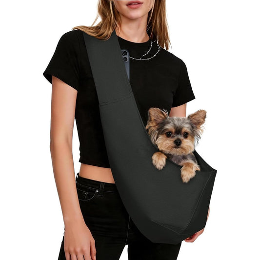 Yudodo Fashion Dog Sling Carrier For Small Dogs And Cats Up To Nine Pounds Lightweight Crossbody Pet Bag In Black
