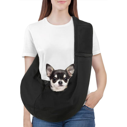 Pawaboo Small Dog Sling Carrier Reversible Hands Free Pouch With Safety Harness For Small Dogs And Cats Up To 12 Pounds Black