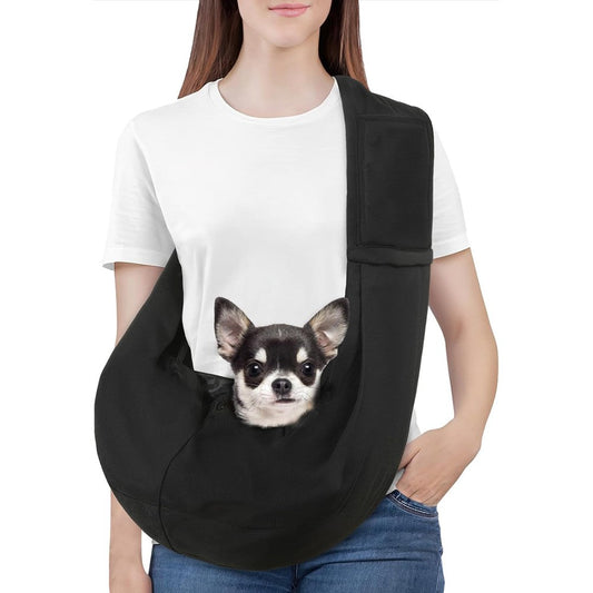Pawaboo Small Dog Sling Carrier Reversible Hands Free Pouch With Safety Harness For Small Dogs And Cats Up To 12 Pounds Black