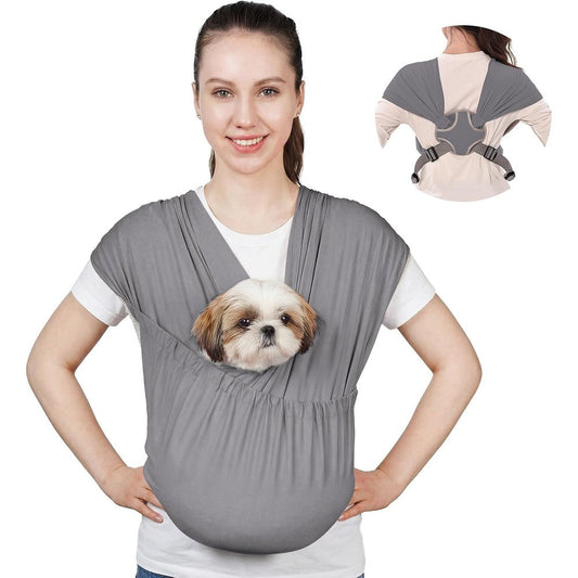 Supet Dog Sling Carrier For Small Pets Hands Free Front Cat Sling Adjustable Soft Puppy Carrying Bag For Pets 0 To 9 Pounds Grey