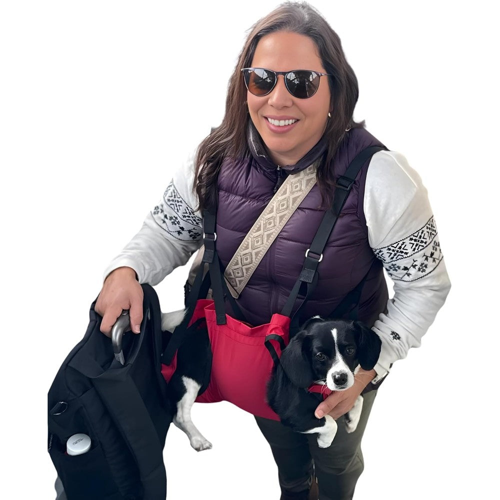 Fido Pro Airlift Ultra-Lite Dog Sling For Large Dogs 35 To 60 Pounds Emergency Rescue And Injury Prevention Carrier Red