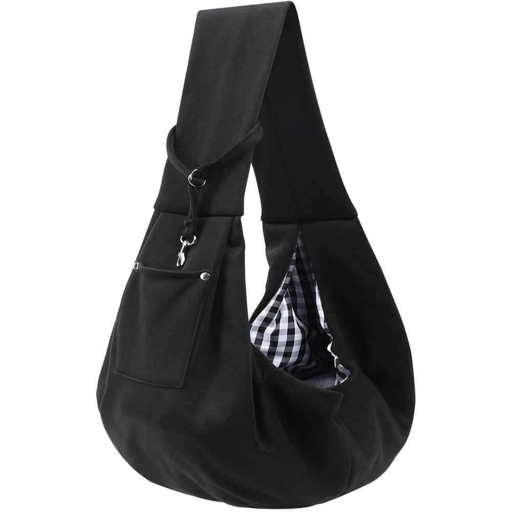 Arzqut Reversible Puppy Carrier Sling Hand Free Dog Purse With Storage Pocket For Small Dogs And Cats Safety Travel Harness Black