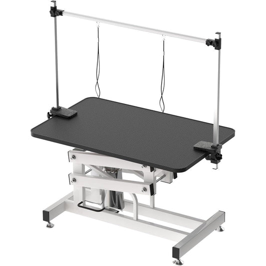 Afqxf Hydraulic Dog Pet Grooming Table 42 Inch Heavy Duty Z Lift Structure Professional Pet Grooming Station With Overhead Arm Black