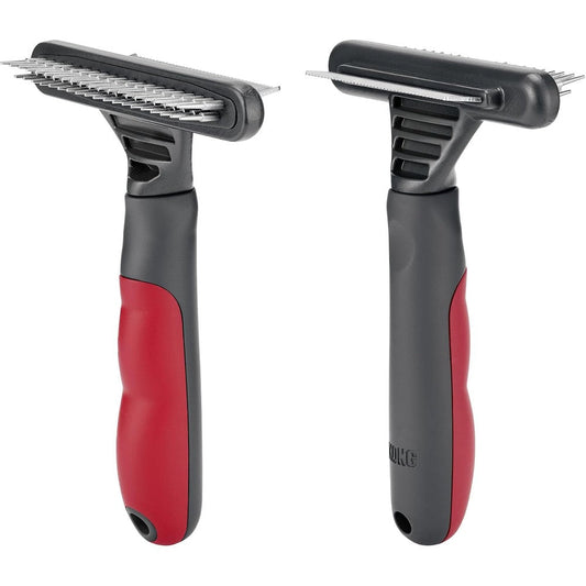 KONG Double Sided Rake And Deshedding Tool Detangling And Shedding Control Pet Grooming Brush For Medium To Large Dogs With Medium To Long Coats Re...