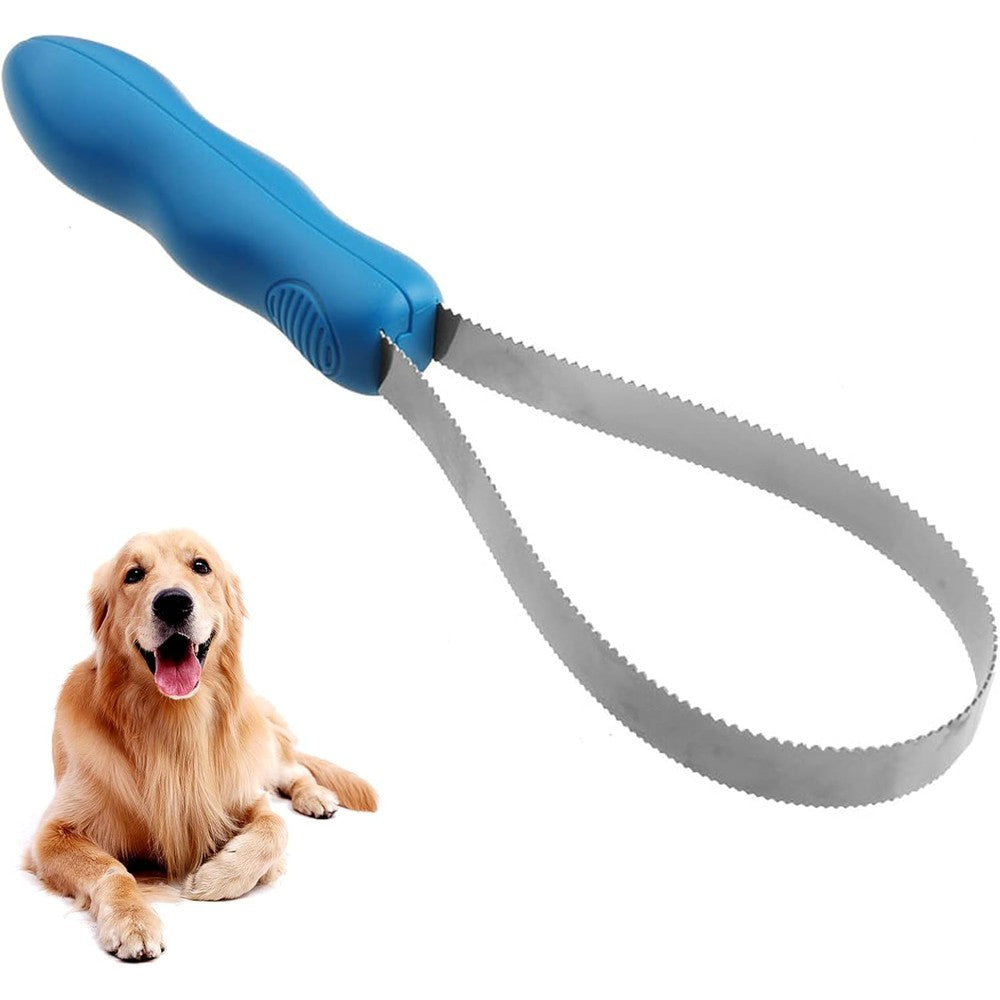 Audoloku Dual Sided Dog Shedding Blade Stainless Steel Grooming Brush For Short And Long Hair Coats Seven Images Pack
