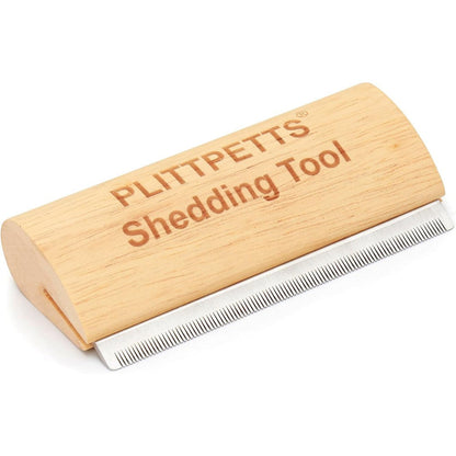 PLITTPETTS Dog Brush For Shedding And Deshedding Grooming Tool For Dogs Cats And Horses With Premium Oak Wood Five Point Two Inch Ergonomic Handle