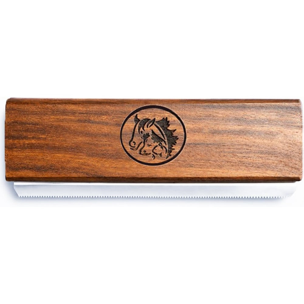 I.N Premium Original Deshedding Grooming Tool Ergonomic Wooden Handle Professional Pet Brush For Dogs Cats And Horses 5 Inch