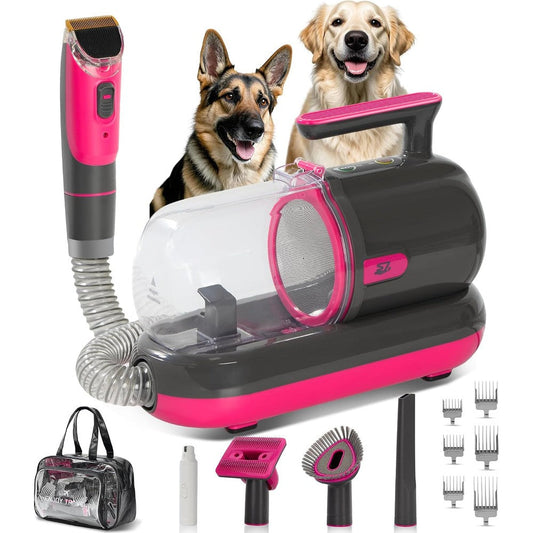 S7 Dog Grooming Vacuum Kit With Professional Hair Clippers And Safe Pet Nail Grinder One Point Two Litre Capacity Low Noise Dust Cup Dyson Style Gray