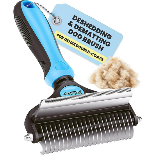 MalsiPree Dog Brush For Shedding Large Blue 2 In 1 Undercoat Rake And Dematting Comb For Medium To Large Double Coated Breeds