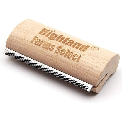 Highland Farms Select Ergonomic Wooden Deshedding Grooming Tool For Dogs Cats And Horses 5 Inch Stainless Steel Pet Brush