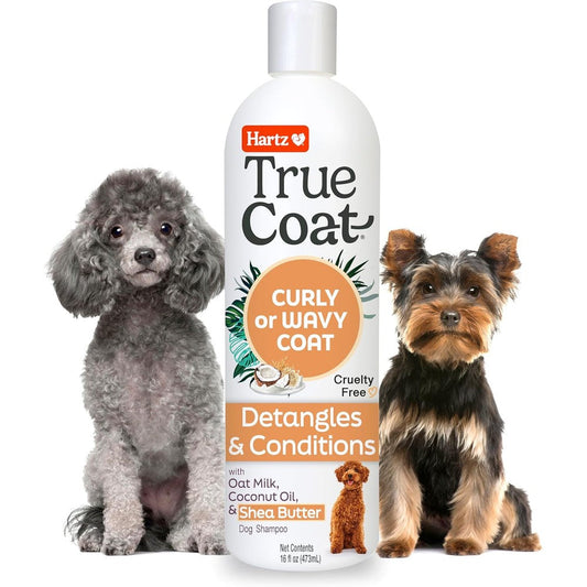 Hartz True Coat Curly Or Wavy Dog Shampoo 5 In 1 Detangles And Conditions With Oat Milk Coconut Oil And Shea Butter 16 Fluid Ounces