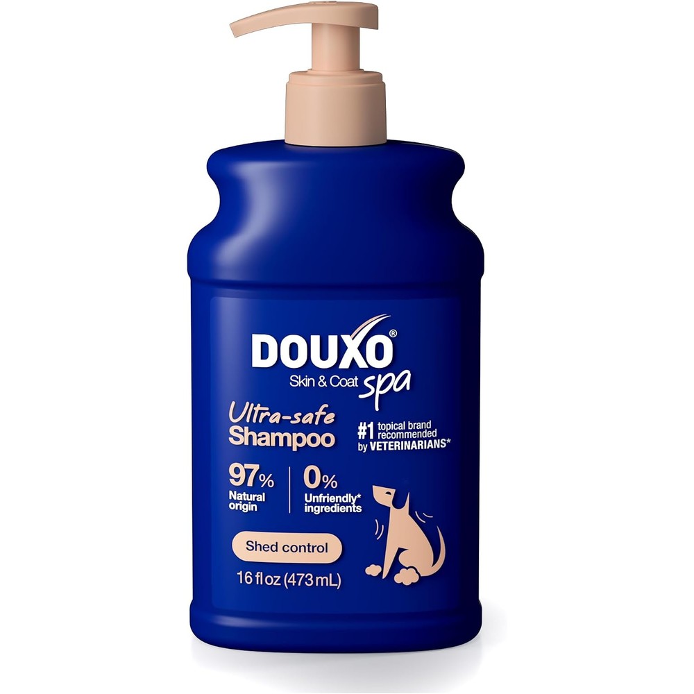 Douxo Spa Shed Control Dog Shampoo 16 Fluid Ounces For Excessive Shedding And Hydrated Skin With Omega 3 And Vitamins E And B5