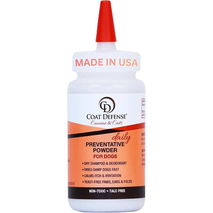 Coat Defense Daily Preventative Powder For Dogs And Cats 4.2 Ounce Precision Point Waterless Shampoo And Deodorizer For Itchy Skin