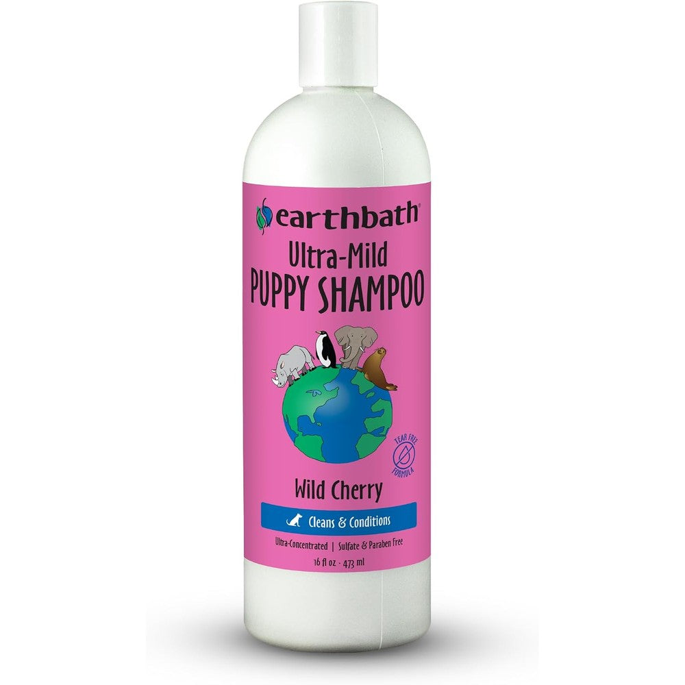 Earthbath Ultra Mild Wild Cherry Puppy Shampoo Extra Gentle Tearless Formula For Sensitive Skin And Deodorizing 16 Fluid Ounce