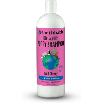 Earthbath Ultra Mild Wild Cherry Puppy Shampoo Extra Gentle Tearless Formula For Sensitive Skin And Deodorizing 16 Fluid Ounce