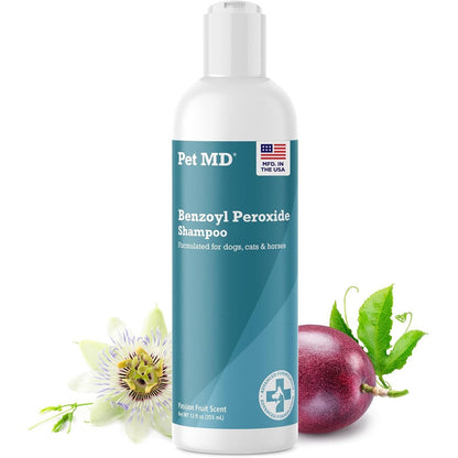 Pet MD Benzoyl Peroxide Medicated Shampoo For Dogs And Cats Helps Relieve Itchy Oily And Flaky Skin Citrus Scent 12 Fluid Ounces