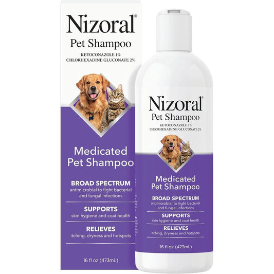 Nizoral Ketoconazole Pet Shampoo For Dogs And Cats 16 Fluid Ounce With 1 Percent Ketoconazole And 2 Percent Chlorhexidine Gluconate
