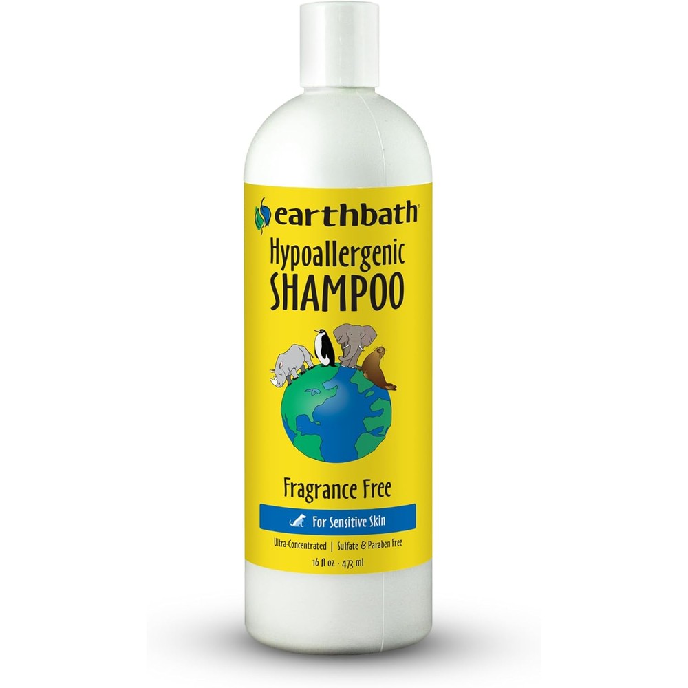 Earthbath hypoallergenic fragrance free dog shampoo front view bottle