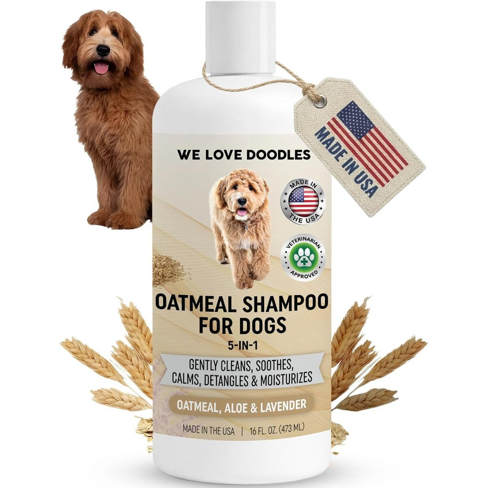 We Love Doodles 5 In 1 Premium Oatmeal Dog Shampoo For Itchy And Sensitive Skin With Aloe And Lavender 16 Fluid Ounces