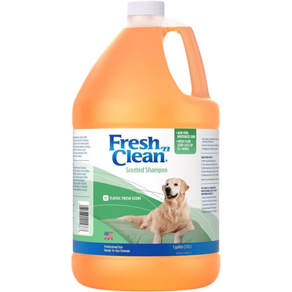 PetAg Fresh N Clean Scented Shampoo Classic Fresh Scent 1 Gallon Moisturizing Formula With Vitamin E And Aloe Vera For Dogs