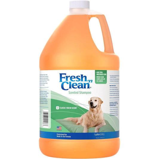 PetAg Fresh N Clean Scented Shampoo Classic Fresh Scent 1 Gallon Moisturizing Formula With Vitamin E And Aloe Vera For Dogs