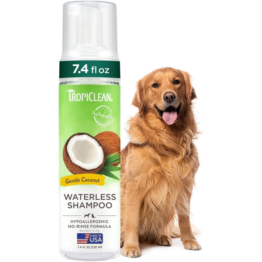 Tropiclean Hypoallergenic Waterless Dog Shampoo For Sensitive Skin With Coconut And Aloe 7.4 Fluid Ounces