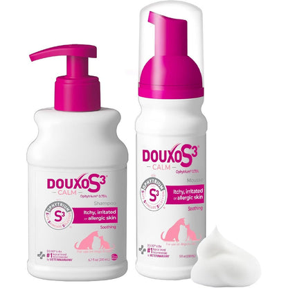 Douxo S3 Calm Bundle Soothing Shampoo 6.7 Fluid Ounce And Itch Relief Mousse 5 Fluid Ounce For Dogs And Cats With Sensitive Allergic Skin