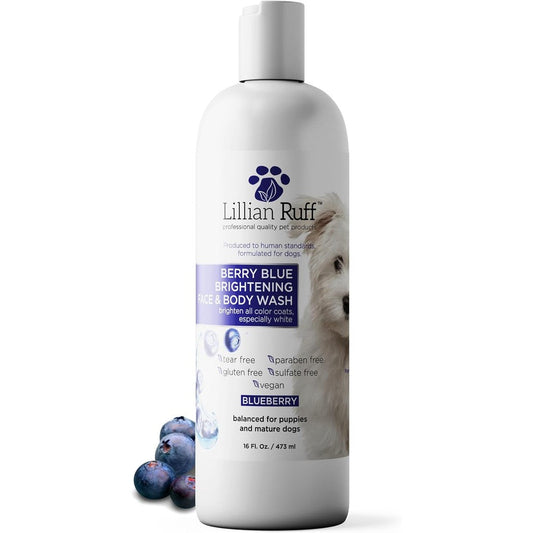 Lillian Ruff Pro Formula Berry Blue Brightening Pet Shampoo Ultra Hydrating Professional Whitening Dog Shampoo And Tear Stain Eliminator 16 Fluid O...