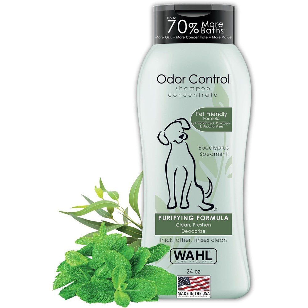 Wahl USA Odor Control Shampoo For Dogs And Pets Eucalyptus And Spearmint Scented Purifying Formula Twenty Four Fluid Ounce Bottle