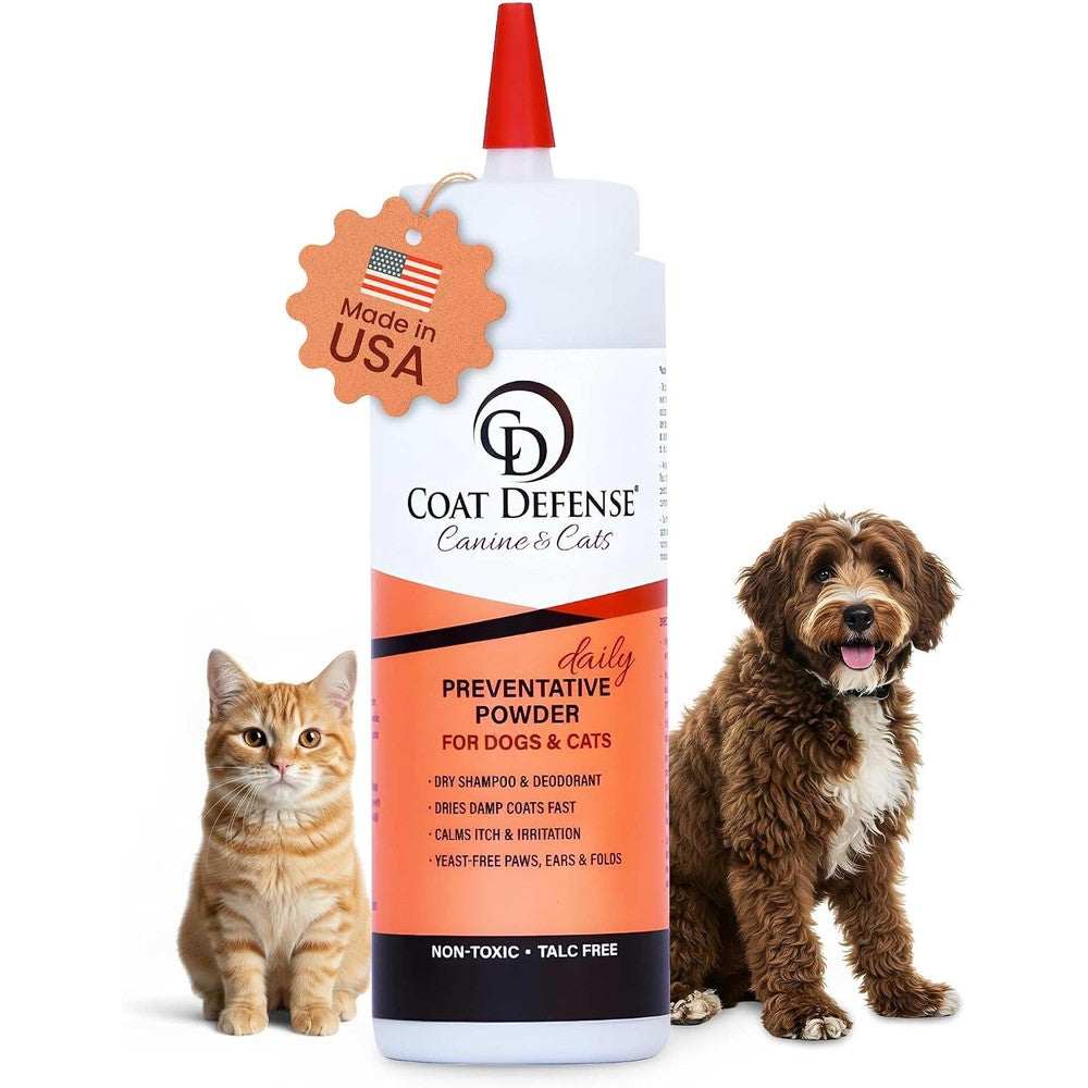 Coat Defense Daily Preventative Powder Nine Ounce Precision Point Waterless Dog Shampoo And Pet Deodorizer For Dry Itchy Skin