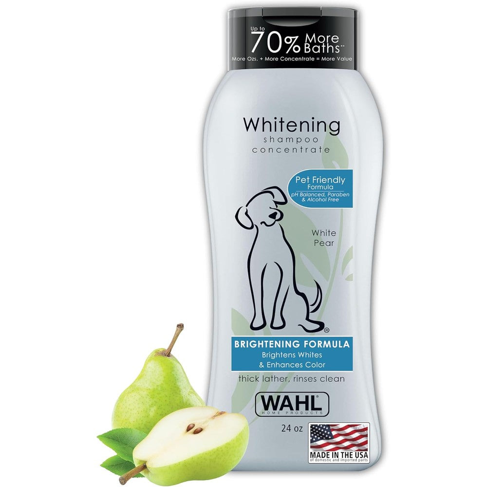 Wahl USA Whitening Shampoo White Pear Scent For Pets With Animal Odor Control And Silky Smooth Results For Dirty Dogs 700 Milliliters