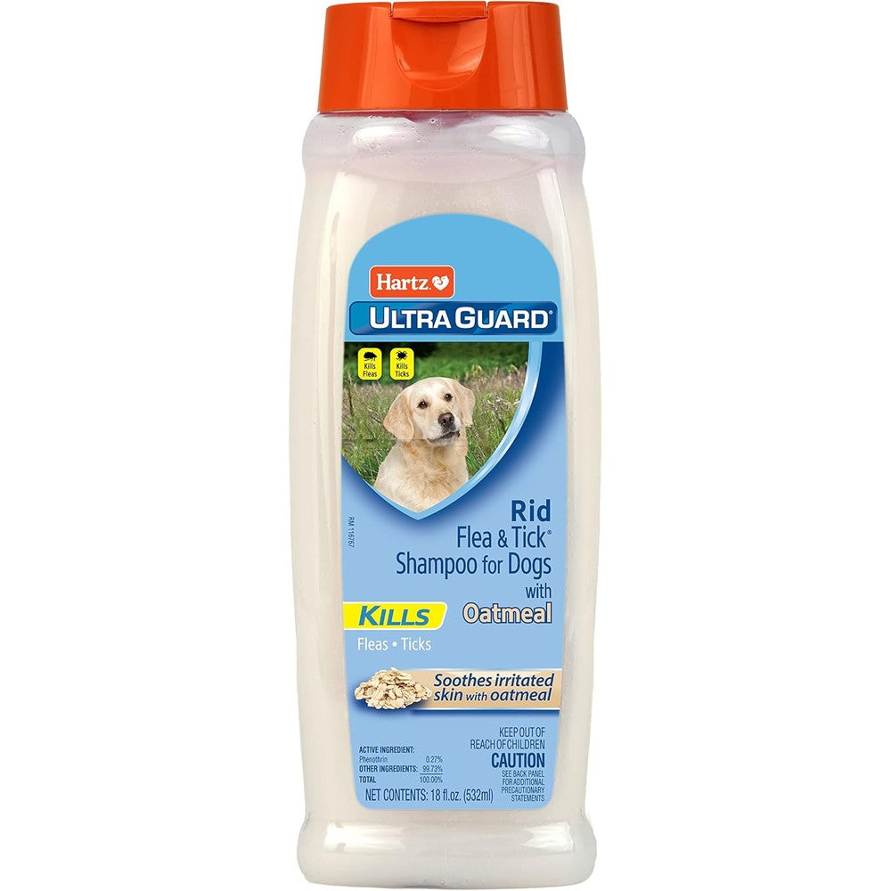 Hartz UltraGuard Rid Flea And Tick Oatmeal Dog Shampoo front bottle view