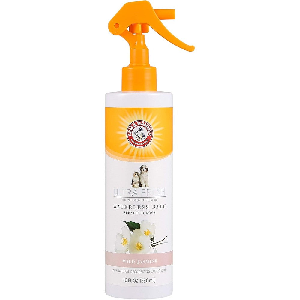Arm And Hammer Ultra Fresh Waterless Dog Bath Spray Baking Soda Deodorizer No Rinse Dry Shampoo For Dogs White Jasmine Scent 10 Fluid Ounces