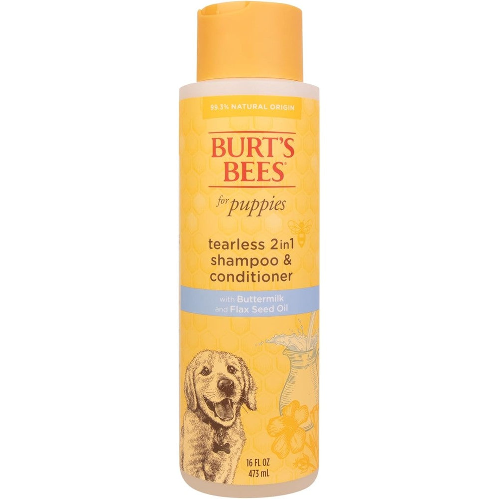Burt's Bees For Pets Tearless 2 In 1 Puppy Shampoo And Conditioner With Buttermilk And Linseed Oil For Sensitive Skin 16 Fluid Ounces