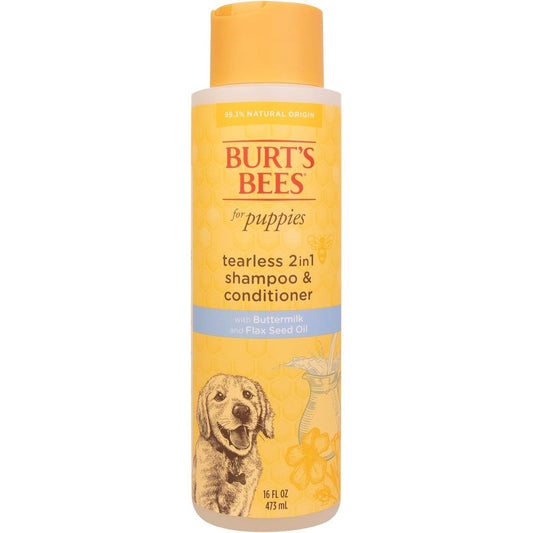 Burt's Bees For Pets Tearless 2 In 1 Puppy Shampoo And Conditioner With Buttermilk And Linseed Oil For Sensitive Skin 16 Fluid Ounces
