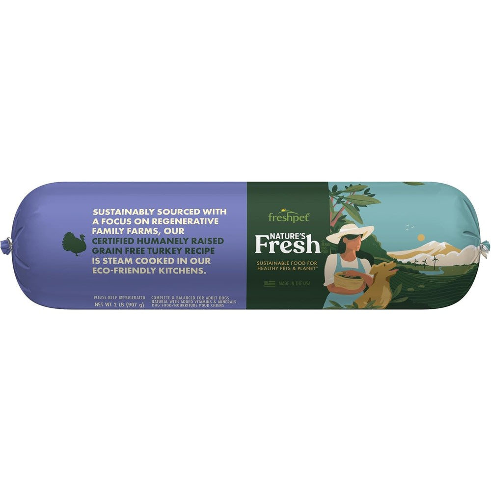 Freshpet Nature's Fresh Certified Humanely Raised Grain Free Turkey Recipe Dog Food Roll 2 Pound Fresh Refrigerated Complete Meal