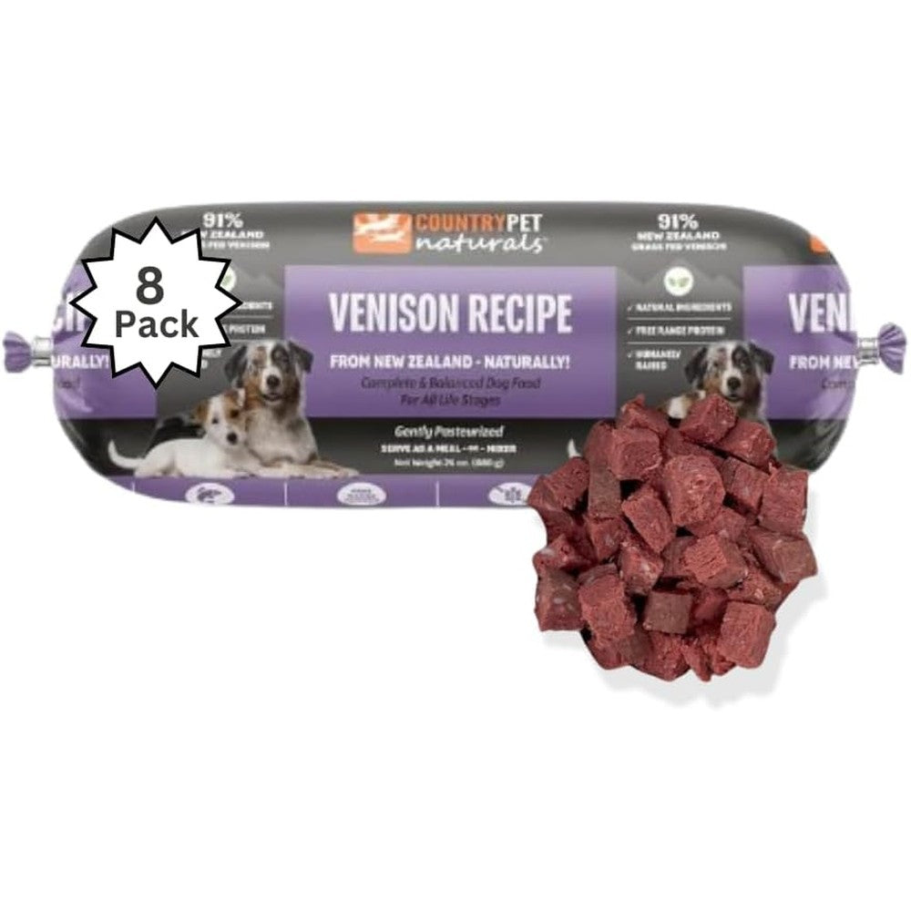 CountryPet Naturals New Zealand Grass-Fed Venison Recipe Dog Food, 24 Ounce Roll, Premium Grain-Free Single Protein Formula