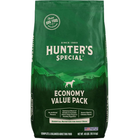 Hunter's Special Dog Food Mini Chunks 18P 7Fat Adult Dry Dog Food Savory Beef And Chicken Formula 40 Pound Bag