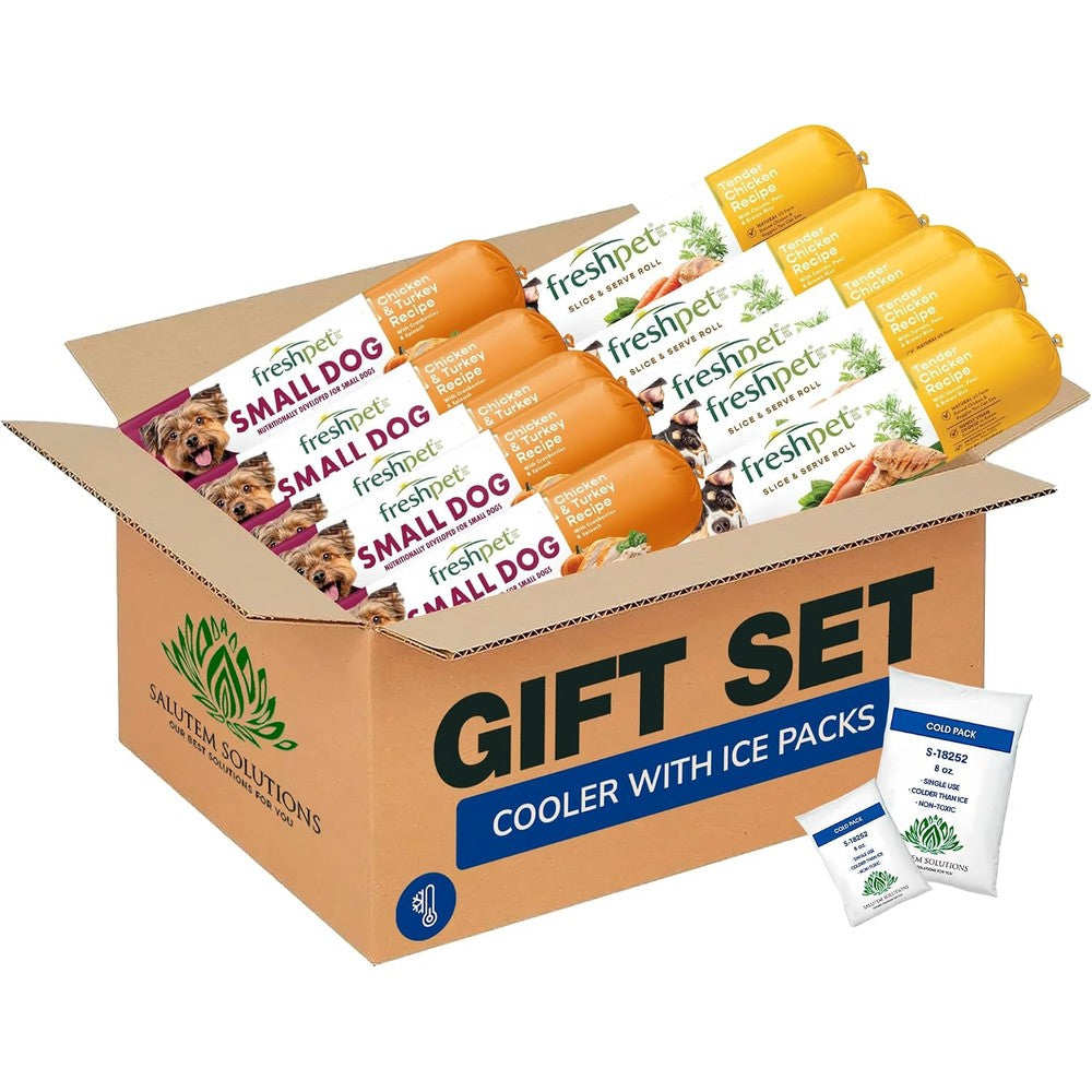 Salutem Vita Small Dog Chicken And Turkey Roll Natural Dog Food 16 Ounce Gift Set Pack Of 10