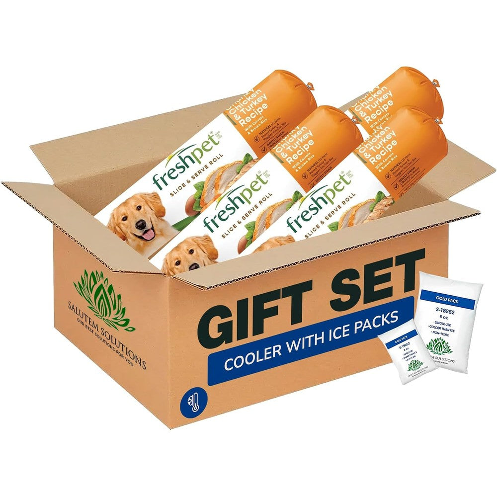 Salutem Vita Chunky Chicken And Turkey Dog Food Rolls Ready To Serve Chilled Meal Gift Set 1.5 Pound Pack Of 4 Total 6 Pound