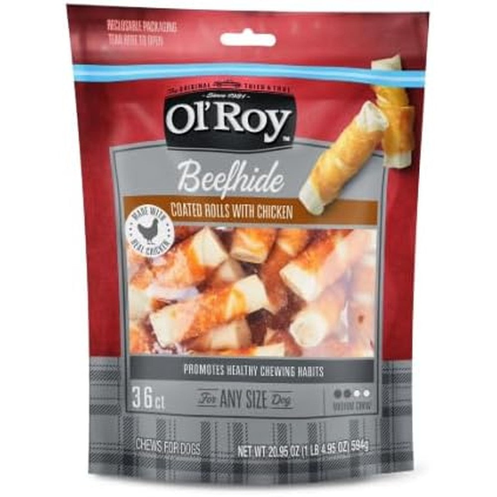 Ol' Roy Beefhide Coated Rolls With Real Chicken For Dogs, 36 Count, 20.95 Ounces