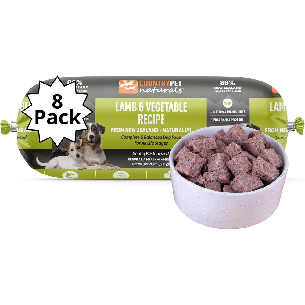 CountryPet Naturals New Zealand lamb and veggie dog food front view case packaging