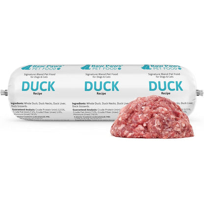 Raw Paws Signature Blend Pet Food For Dogs And Cats Duck Recipe 3 Pound Rolls 6 Pack Frozen Raw Meat Diet Made In USA