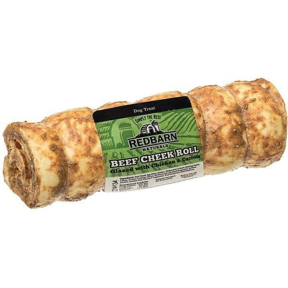 Redbarn Glazed Beef Cheek Rolls Bully Flavor All Natural Grain Free Dental Dog Chew Large
