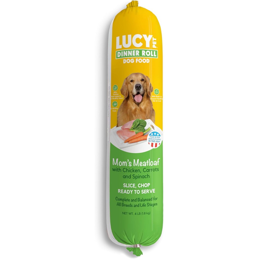 Lucy Pet Dinner Rolls Mom's Meatloaf Chicken With Carrots And Spinach Premium Wet Dog Food 4 Pound Roll