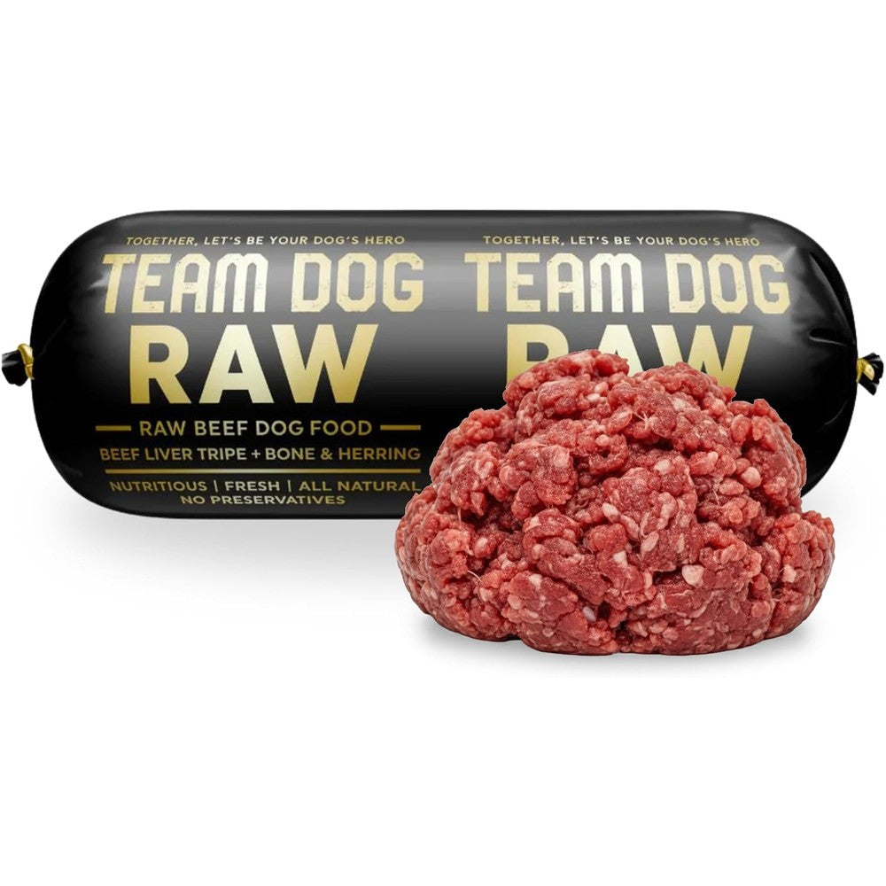 Team Dog Raw Frozen Dog Food 65 Percent Beef Muscle Organ Meats And Herring For Optimal Health 24 Rolls Of 1 Pound
