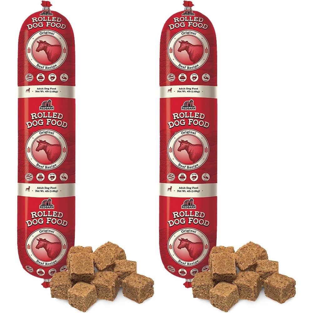 Redbarn Pet Products All Natural Premium Rolled Dog Food Beef Recipe Semi Moist High Protein Wet Formula 4 Pound Pack Of 2