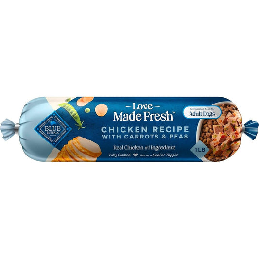 Blue Buffalo Love Made Fresh Natural Adult Dog Food Chicken With Carrots And Peas Refrigerated Ready-To-Serve 1-Pound Roll